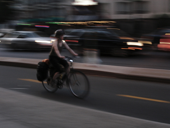 Cyclist in Downtown Montreal